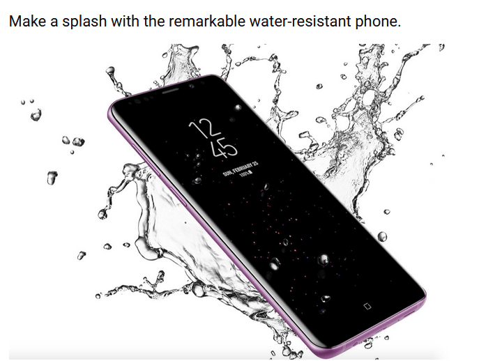 Samsung Galaxy S9 water resistance