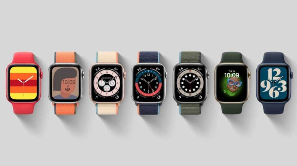 Apple Watch Series 6 with seven watch faces